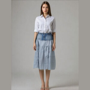 Vintage Nevada Blue Denim Maxi Skirt Plus Size 16